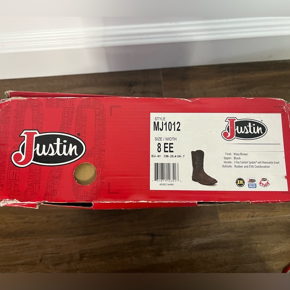 Justin Men's Waterproof EH Non-Steel Wellington Stampede Work Boots Sz 8EE - Picture 8 of 8